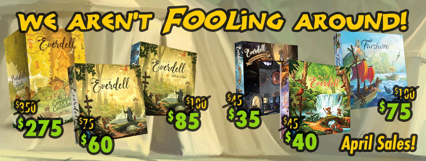 April 2024 Sales click to navigate through sales webpage. Everdell base games and expansions on sale for April.