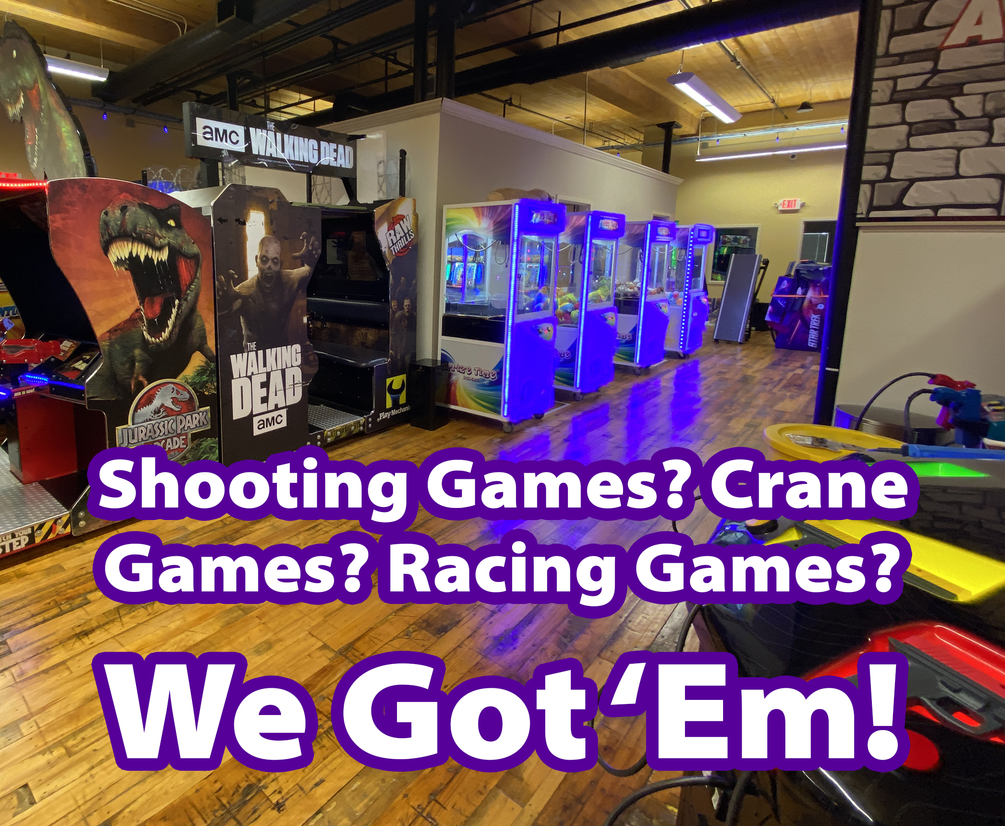 shooting games crane games racing games we've got a variety of games