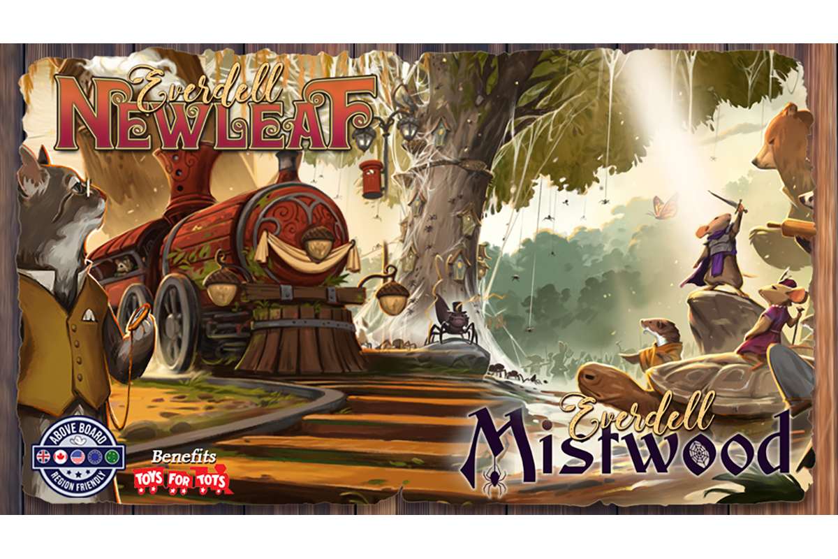 Cover art from the Everdell Newleaf and Everdell Mistwood expansions.  Sales benefit toys for tots.