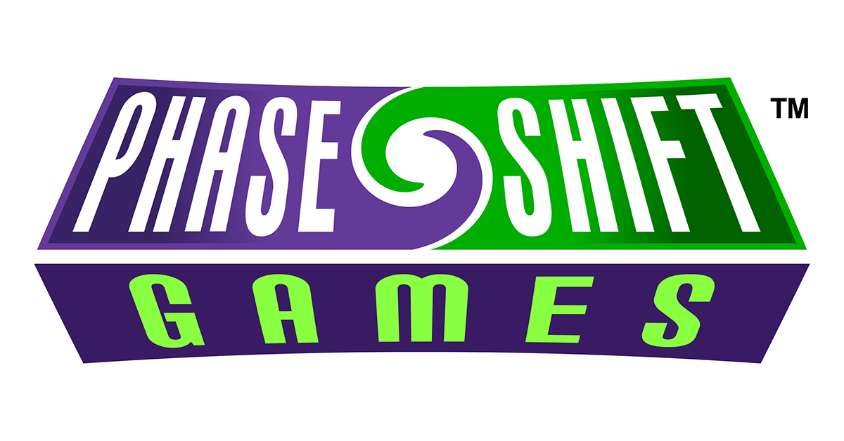 Purple and green Phase Shift Games logo