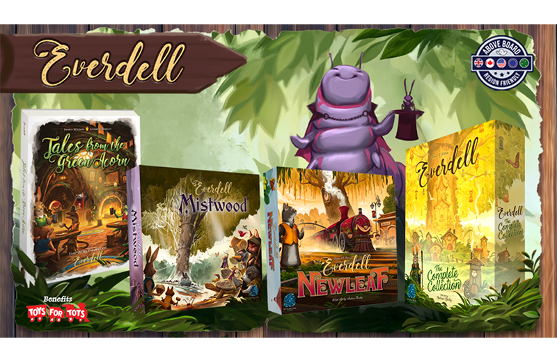 Everdell Complete Collection, tales from the green acorn book, Mistwood expansion, newleaf expansion, everdell complete collection
