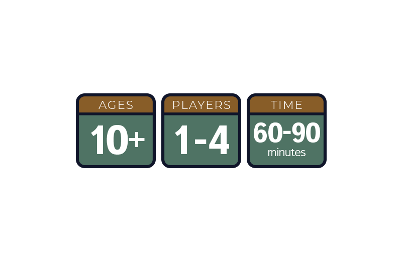 Ages 10 and up, 1 to 4 players, 60 to 90 minutes play time