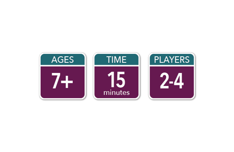 Ages 7 and up, 15 minute playtime, 2 to 4 players