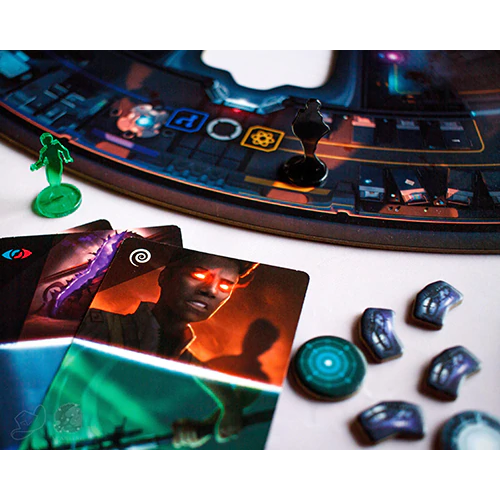 Anomaly board game pieces cards board and minis