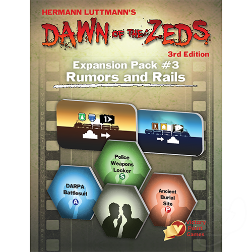 Dawn of the Zeds board game Expansion Pack 3 Rumors and Rails