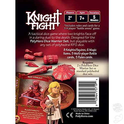PolyHero Warrior Knight Fight roleplaying dice Card Game