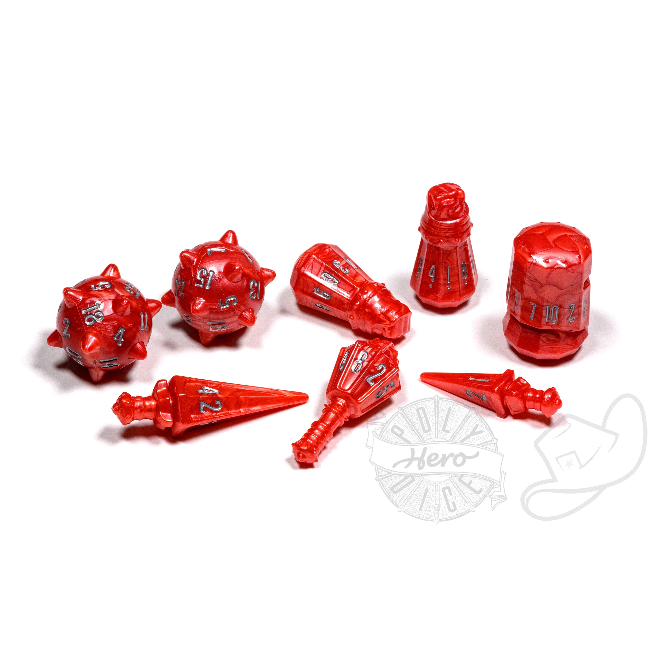 Products PolyHero Warrior 8 Dice roleplaying Set crimson carnage