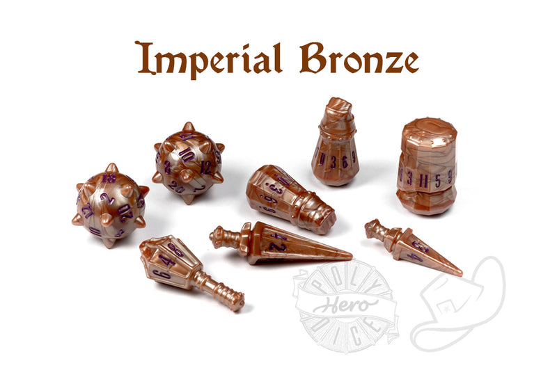 Products PolyHero Warrior 8 Dice roleplaying Set imperial bronze