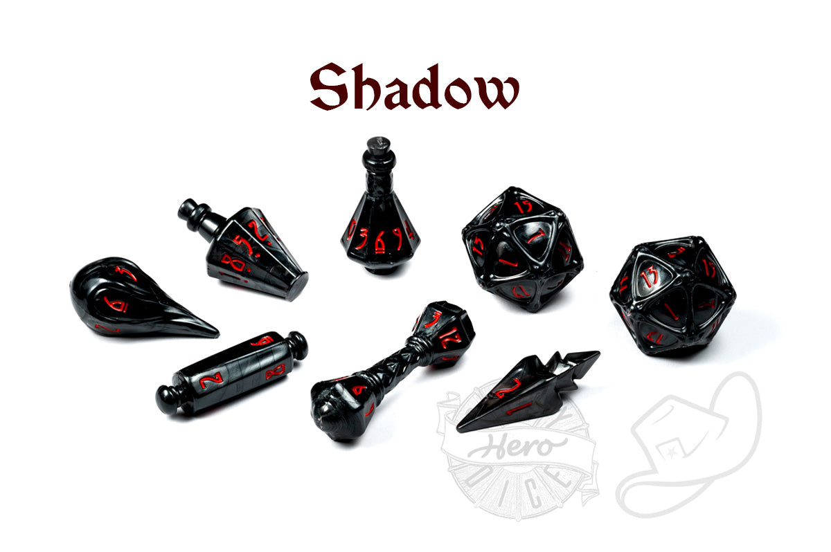 PolyHero Wizard 8 Dice roleplaying Set shadow