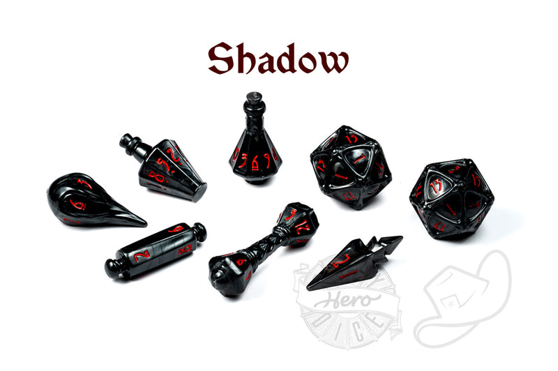 PolyHero Wizard 8 Dice roleplaying Set shadow