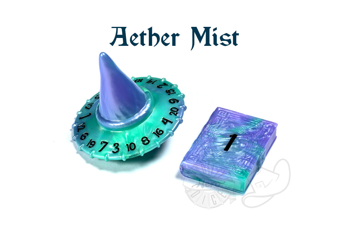 PolyHero Wizard d20 Wizard Hat and d2 Spellbook aether mist